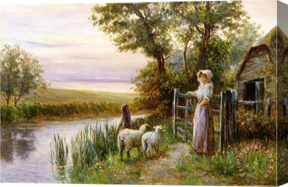 Ernest Walbourn Awaiting The Return of The Sheep in The Sunset Stretched Canvas Painting / Canvas Art