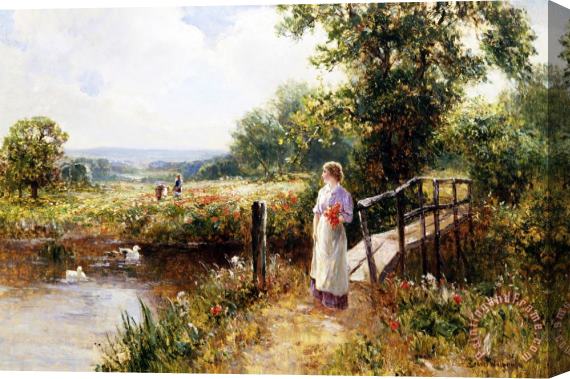 Ernest Walbourn Gathering Poppies Near Winchester England Stretched Canvas Painting / Canvas Art