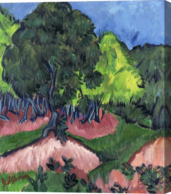 Ernst Ludwig Kirchner Landscape With Chestnut Tree Stretched Canvas Painting / Canvas Art