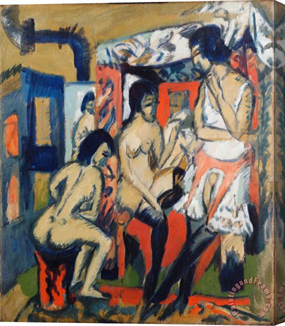Ernst Ludwig Kirchner Nudes in Studio Stretched Canvas Print / Canvas Art