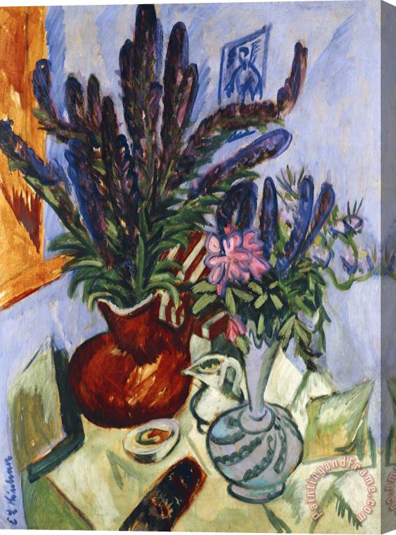 Ernst Ludwig Kirchner Still Life With A Vase Of Flowers Stretched Canvas Print / Canvas Art