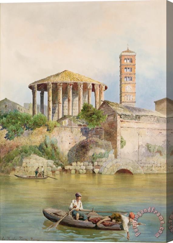 Ettore Roesler Franz View of the Sbocco della Cloaca Massima Rome Stretched Canvas Print / Canvas Art