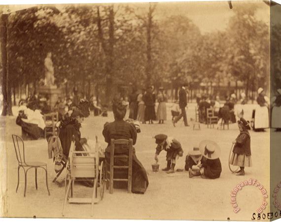 Eugene Atget Women And Children in The Luxembourg Gardens Stretched Canvas Painting / Canvas Art
