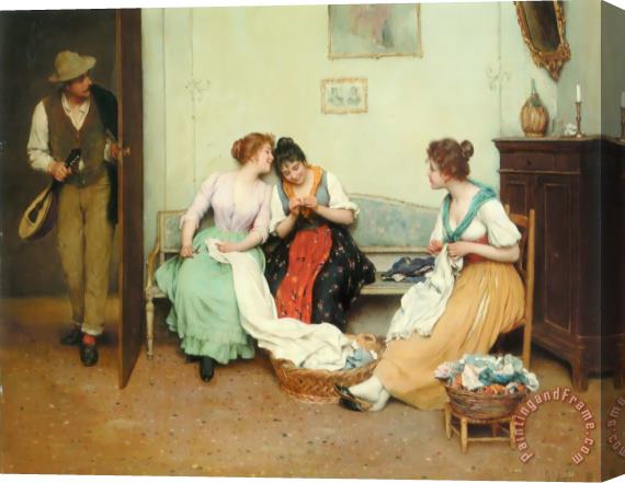 Eugene De Blaas The Friendly Gossips Stretched Canvas Print / Canvas Art