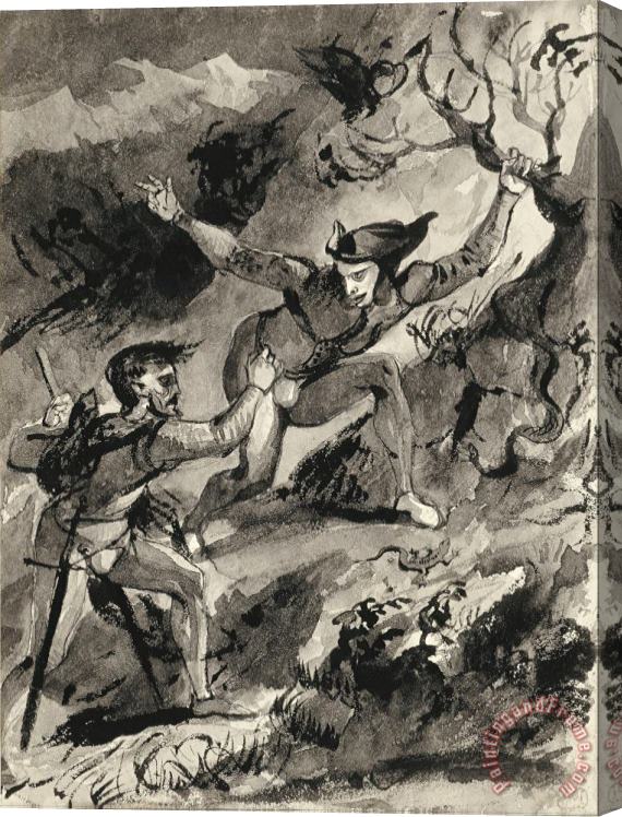 Eugene Delacroix Faust And Mephistopheles on The Blocksberg Stretched Canvas Print / Canvas Art