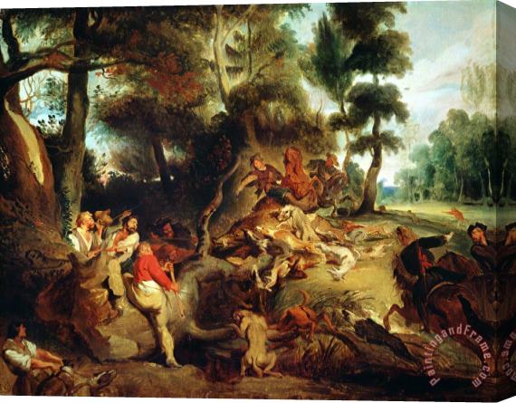 Eugene Delacroix The Wild Boar Hunt, After a Painting by Rubens Stretched Canvas Print / Canvas Art
