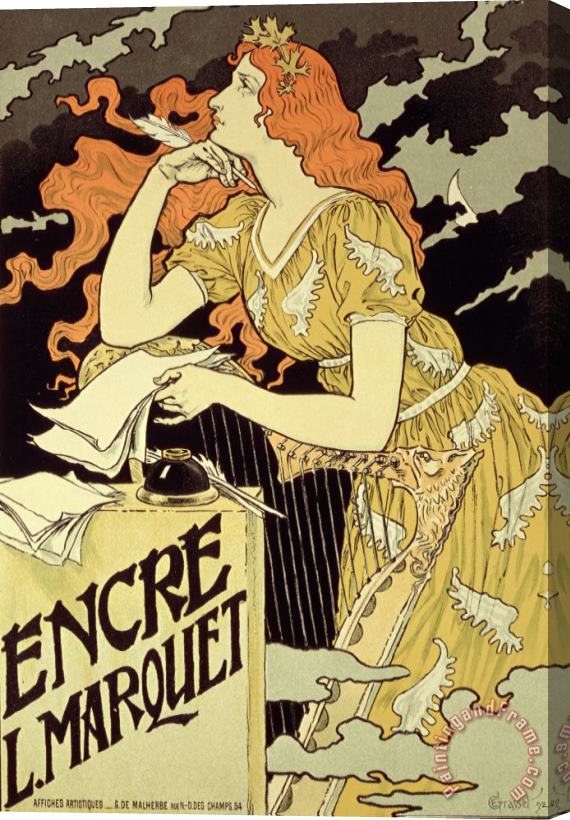 Eugene Grasset Reproduction Of A Poster Advertising 'marquet Ink' Stretched Canvas Painting / Canvas Art