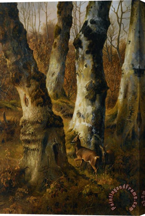 Eugene Verboeckhoven Deer in a Wood Stretched Canvas Print / Canvas Art