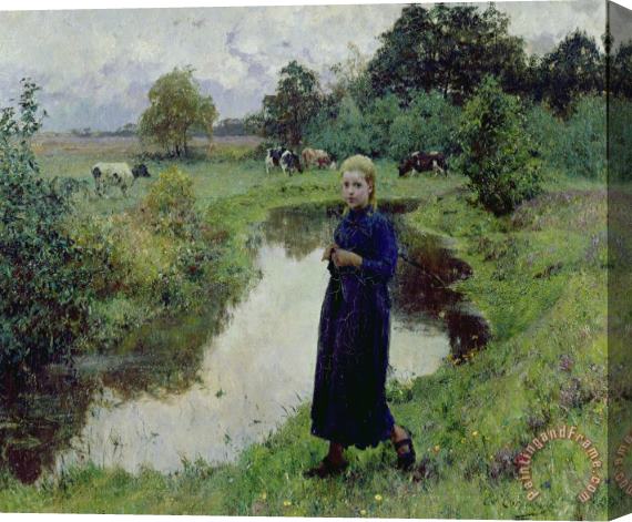 Evariste Carpentier Young Girl in the Fields Stretched Canvas Print / Canvas Art