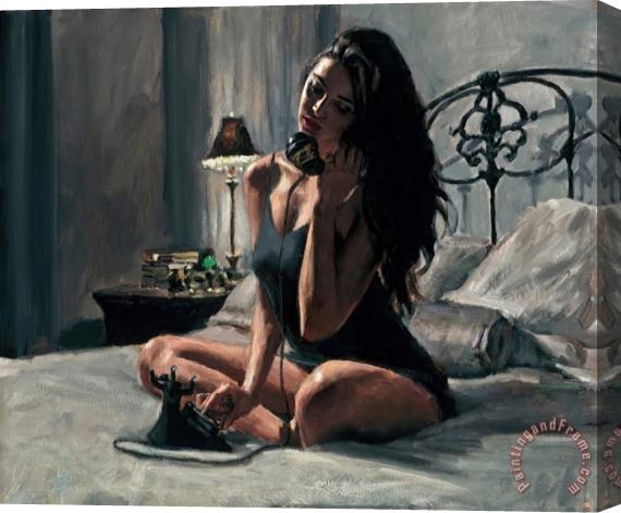 Fabian Perez Black Phone III Stretched Canvas Painting / Canvas Art
