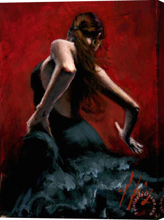 Fabian Perez Dancer in Black Dress Stretched Canvas Print / Canvas Art