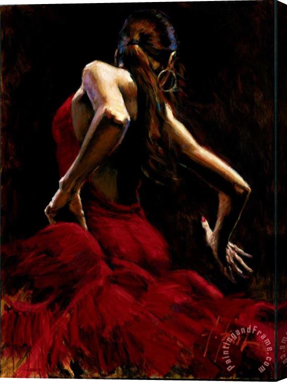 Fabian Perez Dancer in Red Stretched Canvas Print / Canvas Art