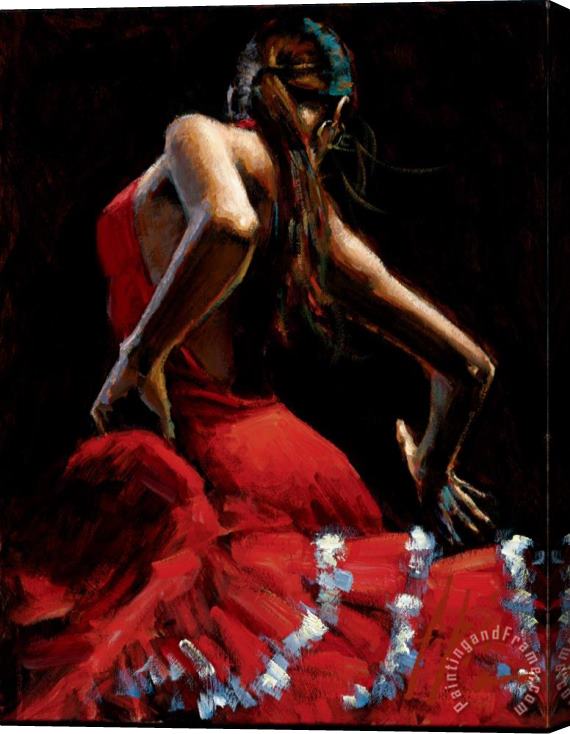 Fabian Perez Dancer in Red with White Stretched Canvas Print / Canvas Art