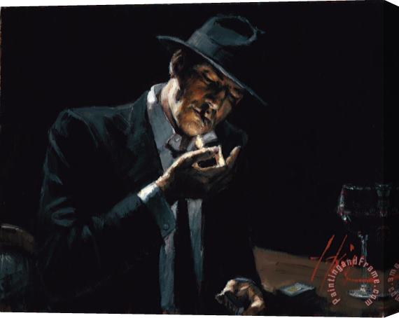 Fabian Perez Man Lighting a Cigarette Stretched Canvas Print / Canvas Art