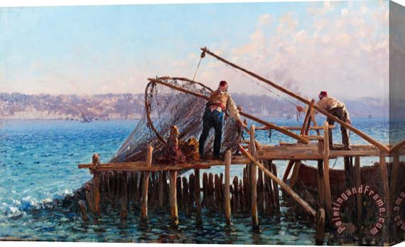 Fausto Zonaro Fishermen Bringing in The Catch Stretched Canvas Print / Canvas Art