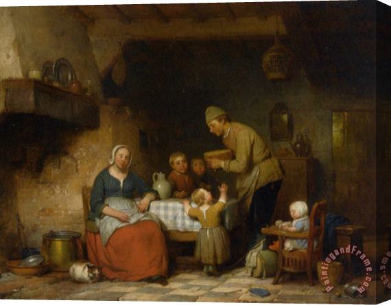 Ferdinand De Braekeleer A Peasant Family Gathered Around The Kitchen Table Stretched Canvas Print / Canvas Art