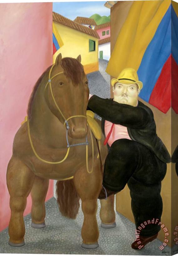 fernando botero Man And Horse Stretched Canvas Painting / Canvas Art
