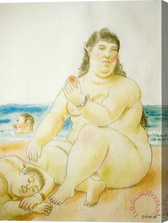 Fernando Botero On The Beach, 1995 Stretched Canvas Print / Canvas Art