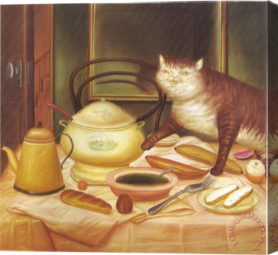 fernando botero Still Life with Green Soup Stretched Canvas Print / Canvas Art