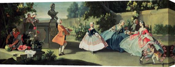 Filippo Falciatore An Ornamental Garden with a Young Girl Dancing to a Fiddle Stretched Canvas Print / Canvas Art