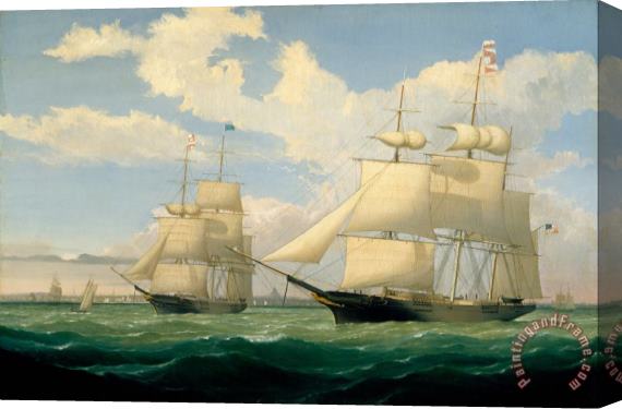 Fitz Henry Lane The Ships Winged Arrow And Southern Cross in Boston Harbor Stretched Canvas Print / Canvas Art