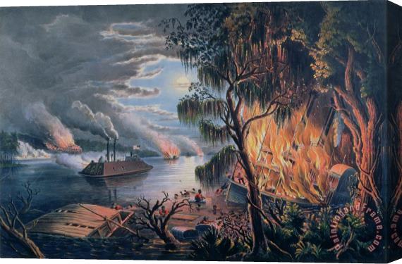 Frances Flora Bond Palmer The Mississippi in Time of War Stretched Canvas Print / Canvas Art