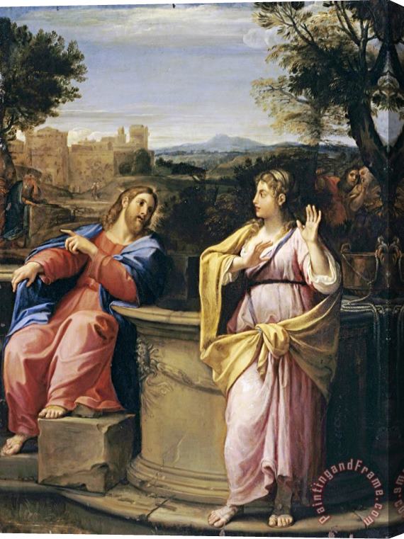Francesco Albani Christ And The Woman of Samaria at The Well Stretched Canvas Print / Canvas Art