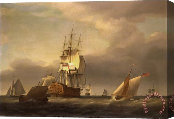 Francis Holman A Seascape with Men of War And Small Craft Stretched Canvas Print / Canvas Art