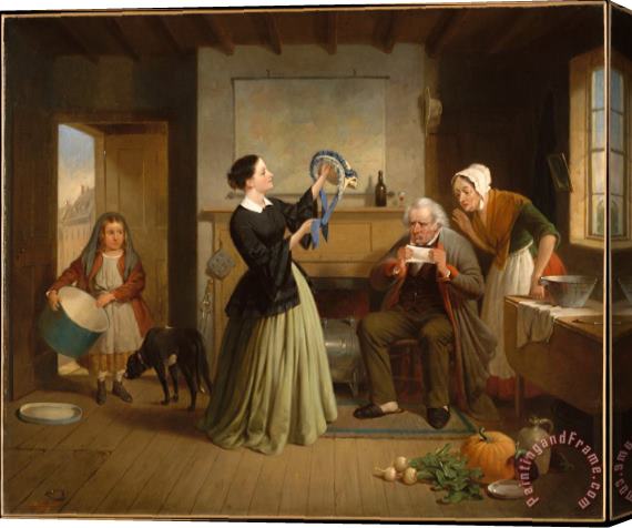 Francis William Edmonds The New Bonnet Stretched Canvas Painting / Canvas Art