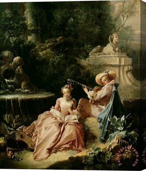 Francois Boucher The Music Lesson Stretched Canvas Painting / Canvas Art