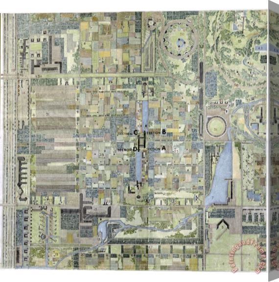 Frank Lloyd Wright The Living City (project) (plan View) Stretched Canvas Painting / Canvas Art