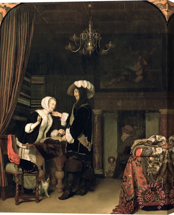 Frans Van Mieris The Elder Cavalier in The Shop Stretched Canvas Print / Canvas Art