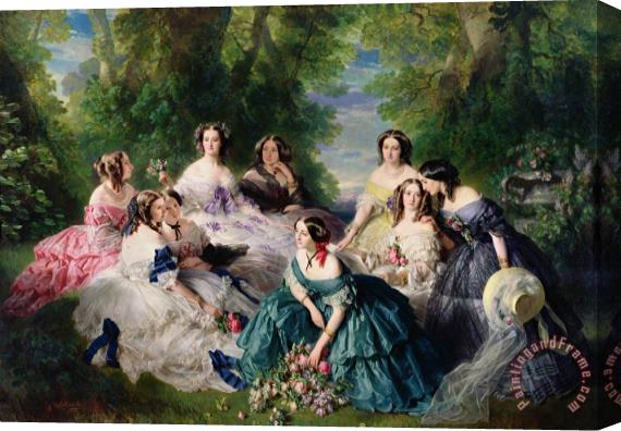 Franz Xaver Winterhalter Empress Eugenie Surrounded by her Ladies in Waiting Stretched Canvas Print / Canvas Art
