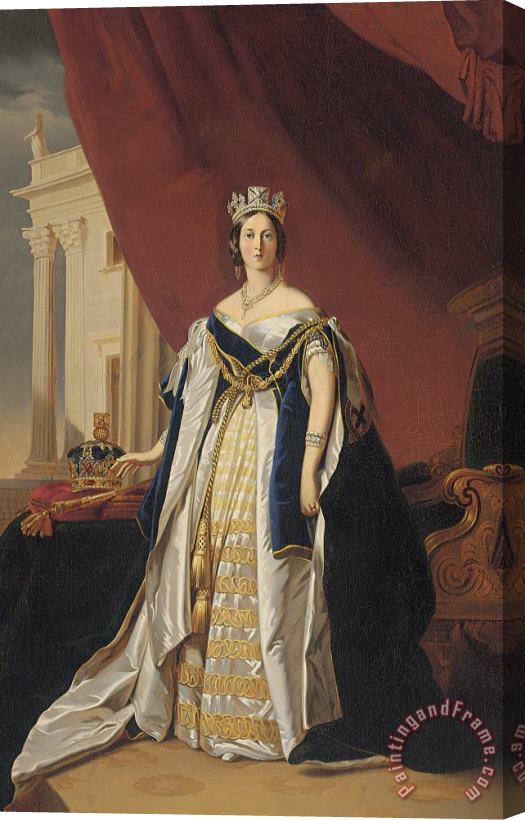 Franz Xaver Winterhalter Portrait Of Queen Victoria In Coronation Robes Stretched Canvas Painting / Canvas Art