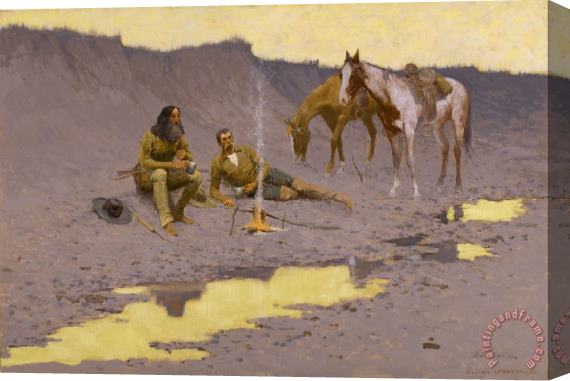 Frederic Remington A New Year on The Cimarron Stretched Canvas Painting / Canvas Art