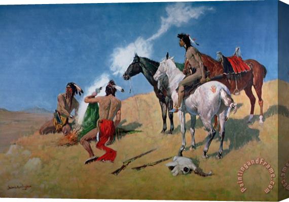 Frederic Remington Smoke Signals Stretched Canvas Painting / Canvas Art