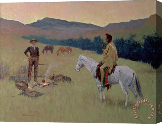 Frederic Remington The Conversation Stretched Canvas Painting / Canvas Art