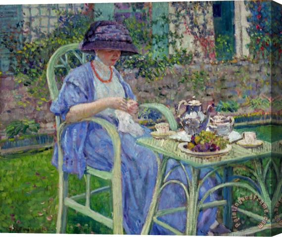Frederick Carl Frieseke Breakfast in The Garden Stretched Canvas Painting / Canvas Art