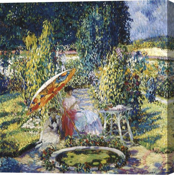 Frederick Carl Frieseke The Garden Umbrella Stretched Canvas Print / Canvas Art