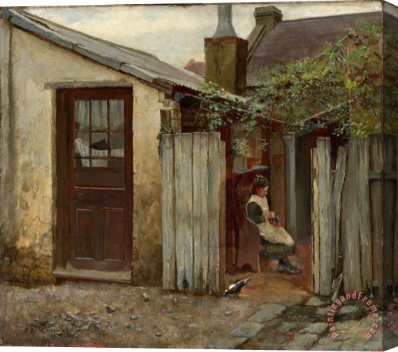 Frederick Mccubbin Girl with Bird at The King Street Bakery Stretched Canvas Print / Canvas Art