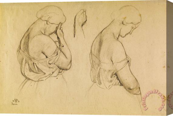 Friedrich Preller Two Female Figures in Half Length And a Study of a Hand Stretched Canvas Print / Canvas Art