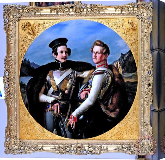 Friedrich Wilhelm Schadow Double Portrait of Princes Friedrich Wilhelm of Prussia And Wilhelm Zu Solms Braunfels in a Cuirassi... Stretched Canvas Painting / Canvas Art