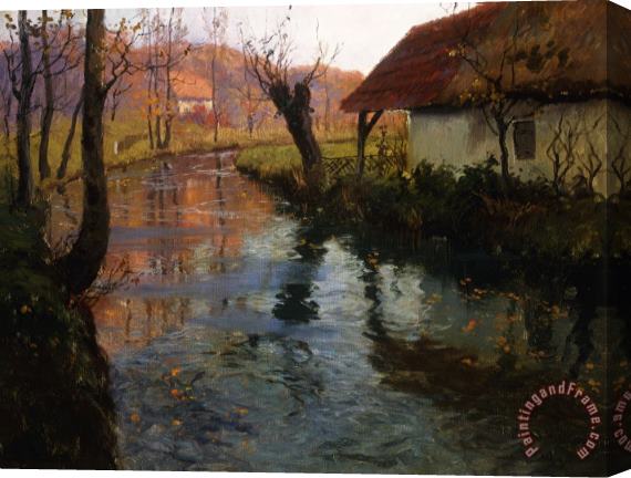 Fritz Thaulow The Mill Stream Stretched Canvas Print / Canvas Art