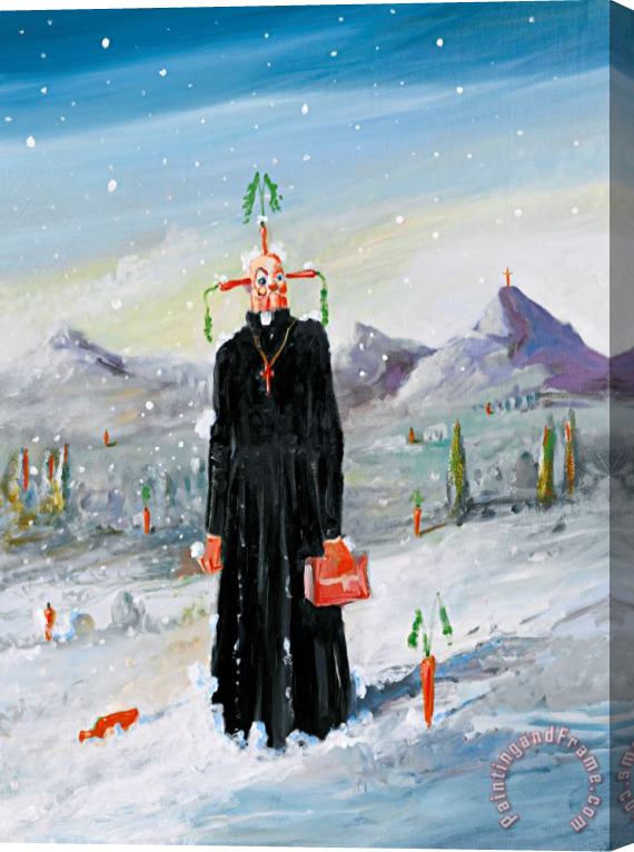 George Condo Priest in The Snow Stretched Canvas Print / Canvas Art