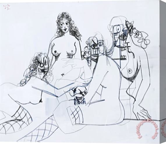 George Condo Rodrigo with Female Figures, 2007 Stretched Canvas Painting / Canvas Art