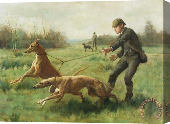 George Goodwin Kilburne Exercising Greyhounds Stretched Canvas Print / Canvas Art