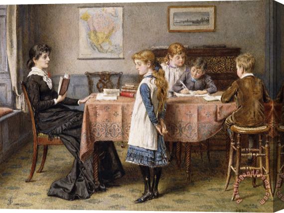 George Goodwin Kilburne The Lesson Stretched Canvas Print / Canvas Art