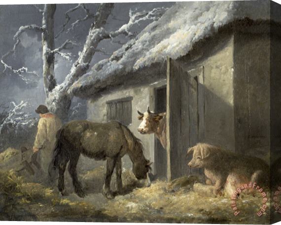 George Morland Winter Farmyard Stretched Canvas Print / Canvas Art