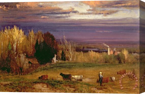 George Snr Inness Sunshine After Storm or Sunset Stretched Canvas Print / Canvas Art