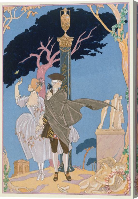 Georges Barbier Broken Hearts Broken Statues Illustration for Fetes Galantes by Paul Verlaine 1844 96 Stretched Canvas Painting / Canvas Art